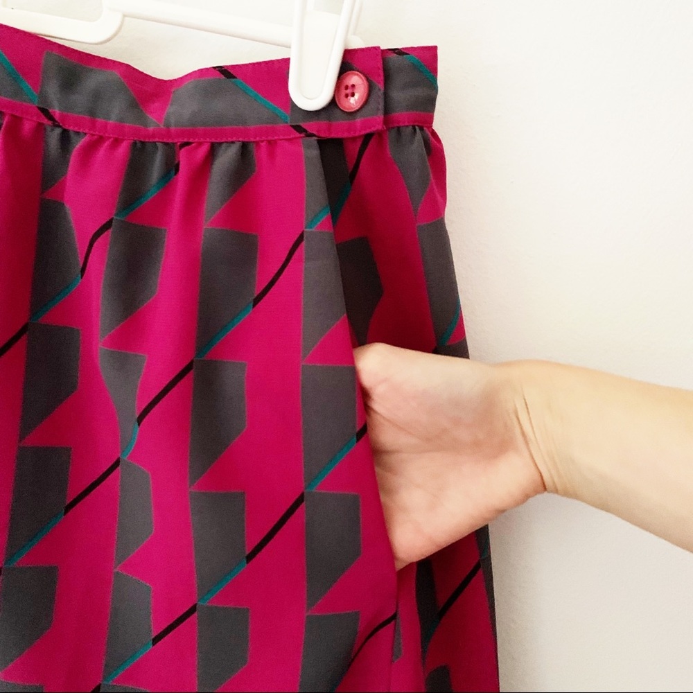 Vintage 90's Geometric Neon Purple Midi Skirt - Picture 3 of 5